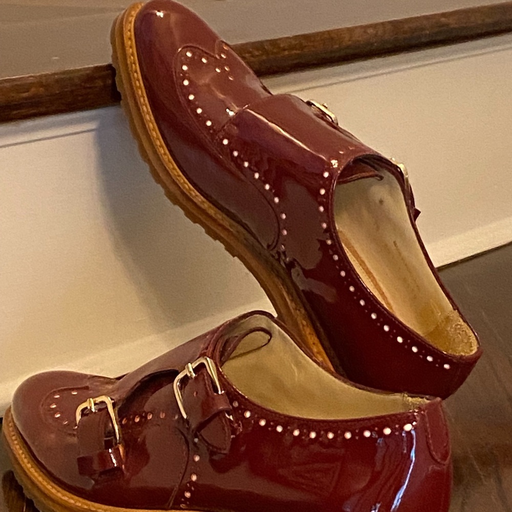 Ruby Red patent letter shoes, European size 38